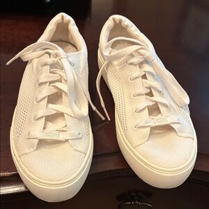 UGG Women’s White Knit Mesh Lace-Up Sneakers - Clean Casual Style